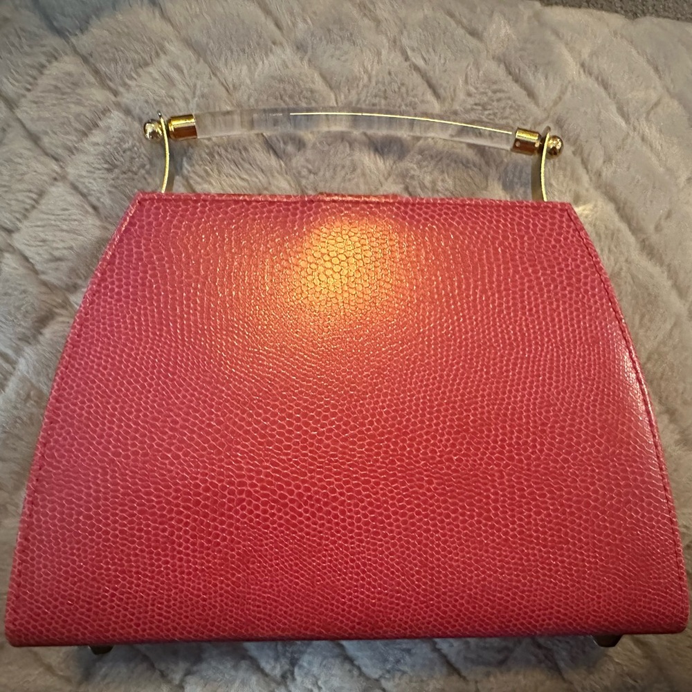 Elegant Red Handbag with Gold accents